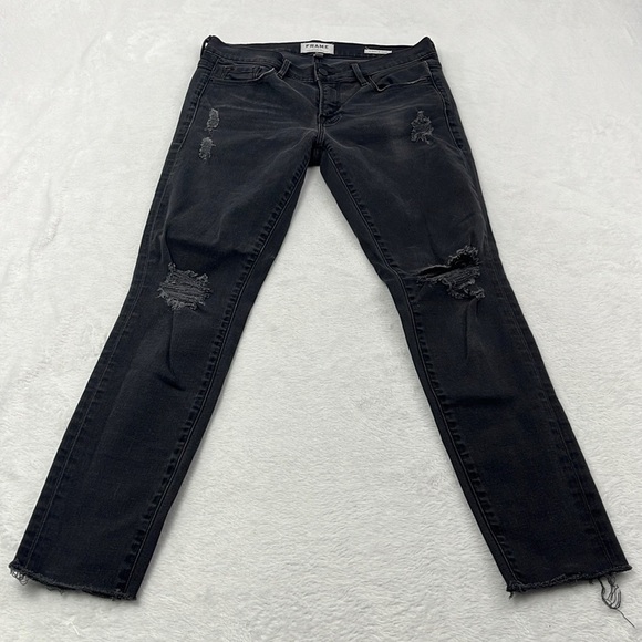 Frame Denim 28, 6‎ Le Skinny de Jeanne Black Distressed Jeans - Picture 1 of 13